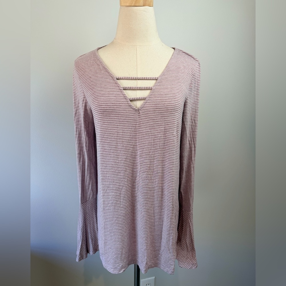 American Eagle Outfitters Lavender Striped Long Sleeve Tee